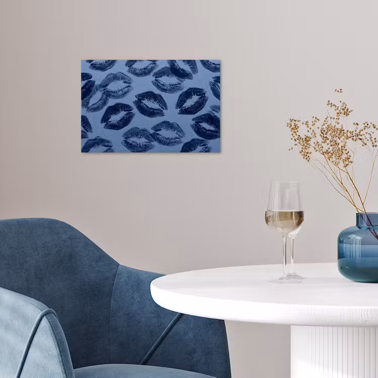 Poster - Lippen - Patroon - Blauw — 4