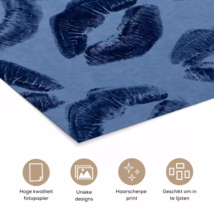 Poster - Lippen - Patroon - Blauw — 5