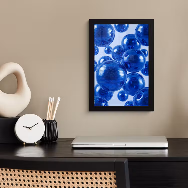 Poster met lijst - Blauwe disco bal — 2