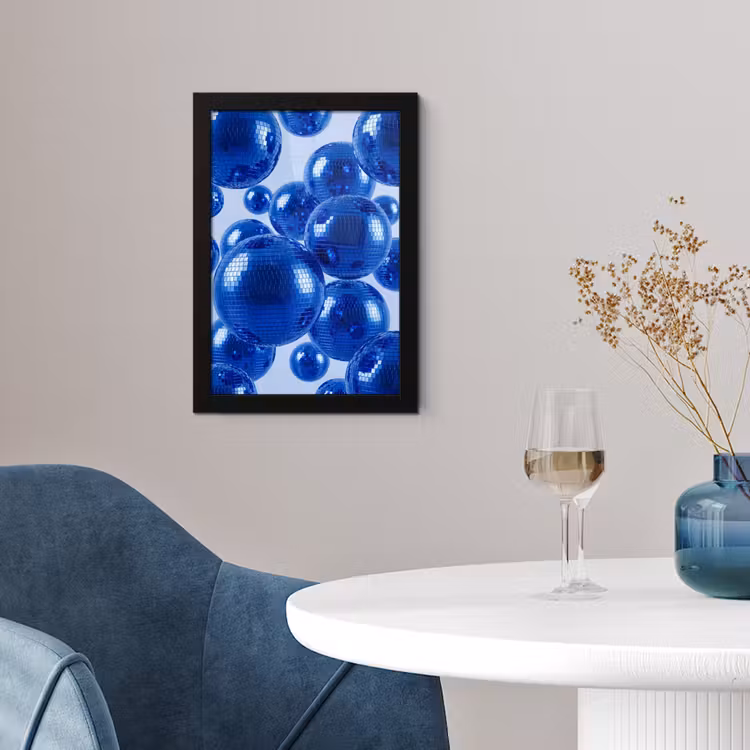 Poster met lijst - Blauwe disco bal — 4