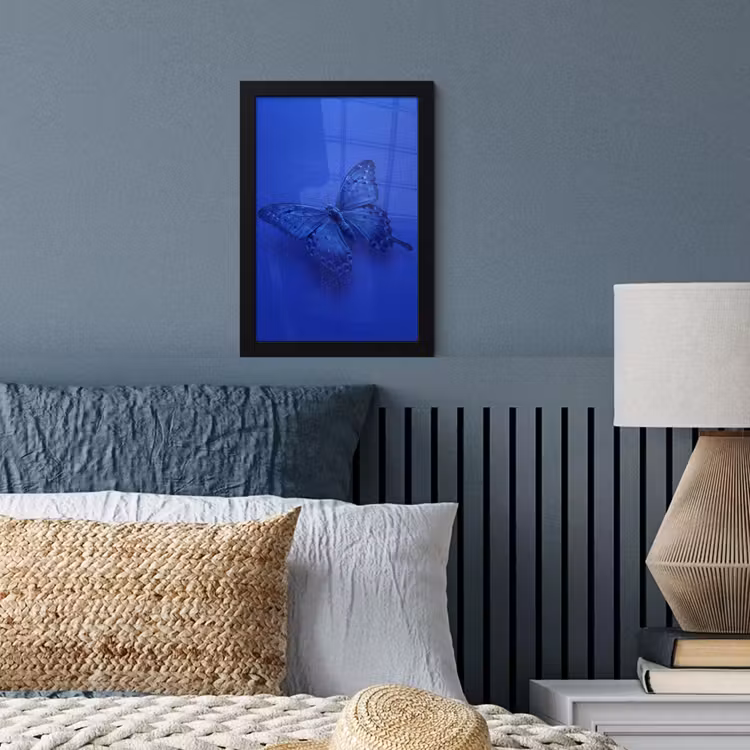 Poster met lijst - Blauwe vlinder - Insect — 3
