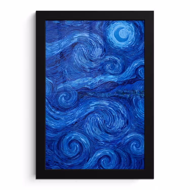 Poster met lijst - Wervelingen - Blauw - Modern — 1