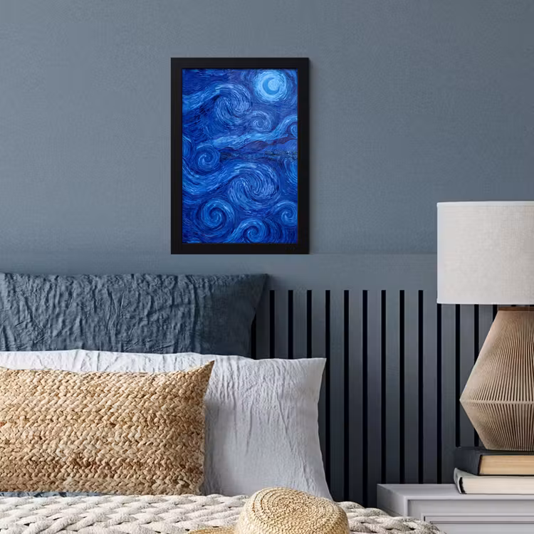 Poster met lijst - Wervelingen - Blauw - Modern — 3