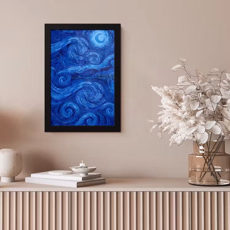 Poster met lijst - Wervelingen - Blauw - Modern — 5