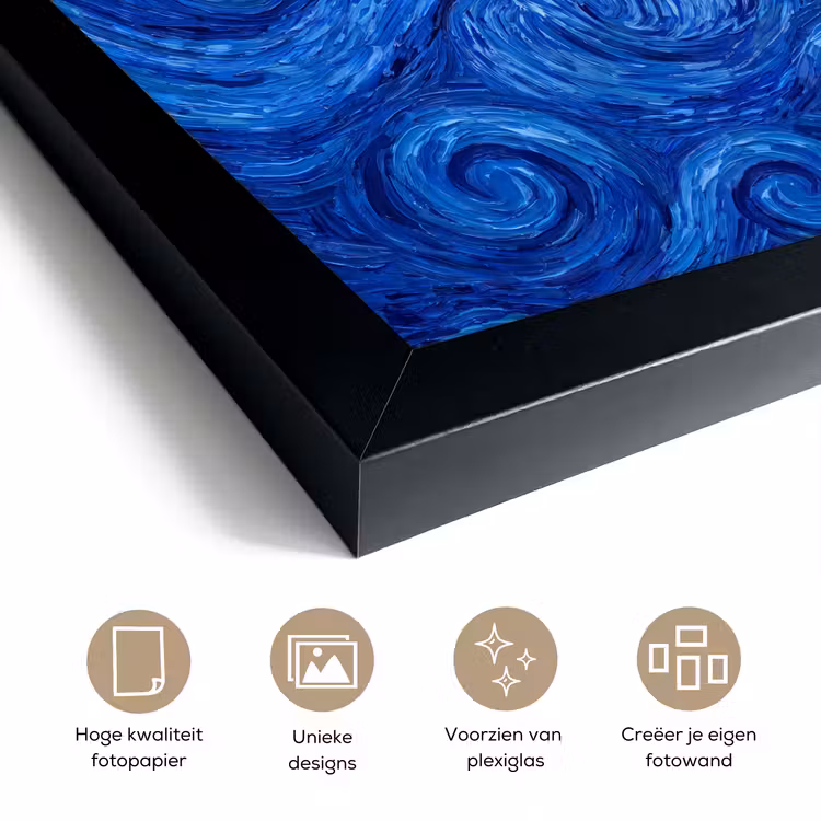 Poster met lijst - Wervelingen - Blauw - Modern — 6