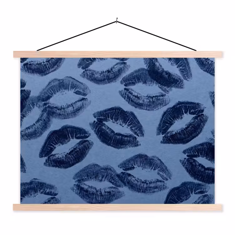 Schoolplaat - Lippen - Patroon - Blauw — 1