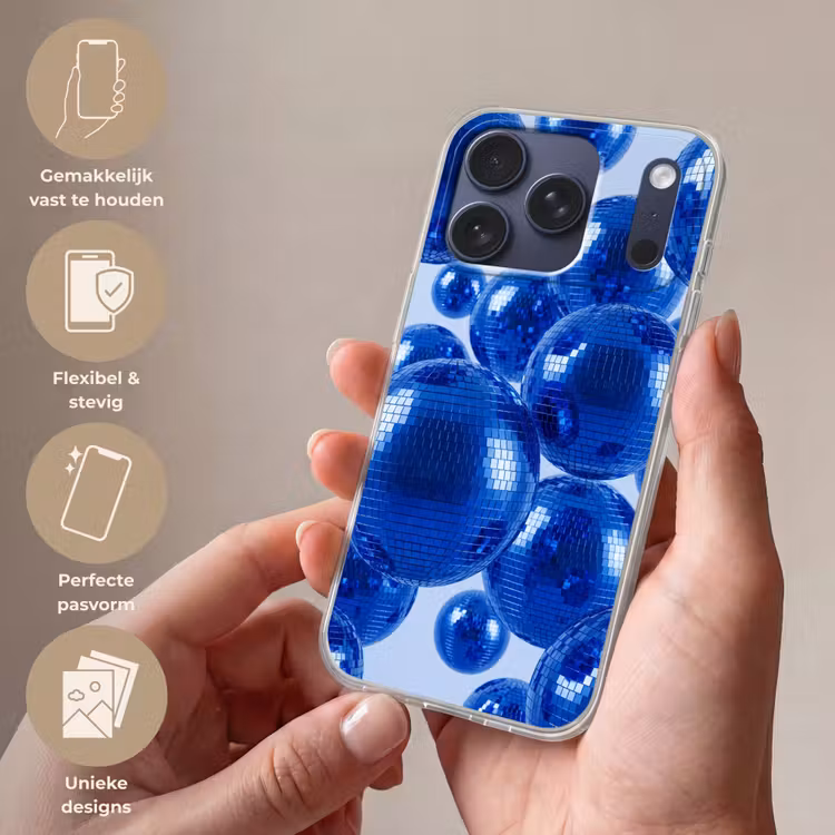 Telefoonhoesje Softcase - Blauwe disco bal — 4