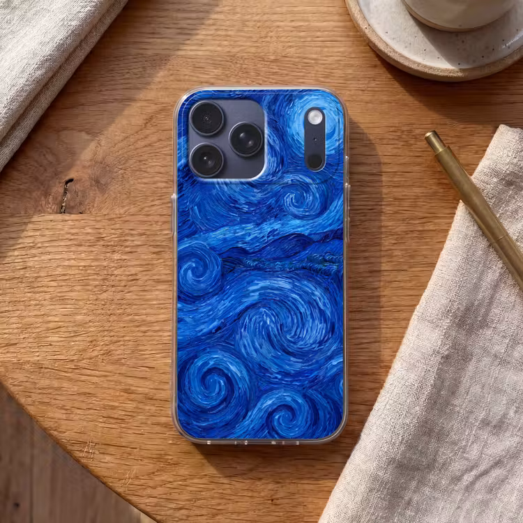 Telefoonhoesje Softcase - Wervelingen - Blauw - Modern — 2