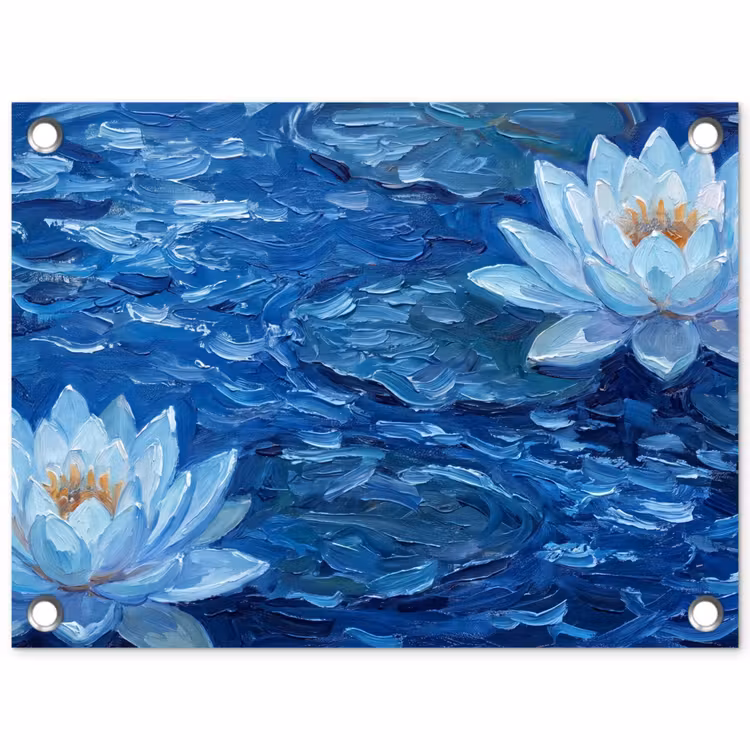 Tuinposter - Bloemen - Water - Blauw — 1