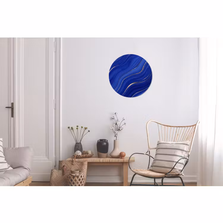 Wandcirkel - Aluminium - Abstract - Lijnen - Blauw — 2