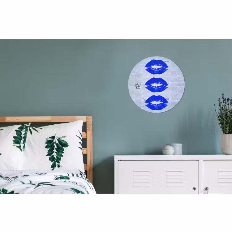 Wandcirkel - Aluminium - Blauwe lippen krant — 4