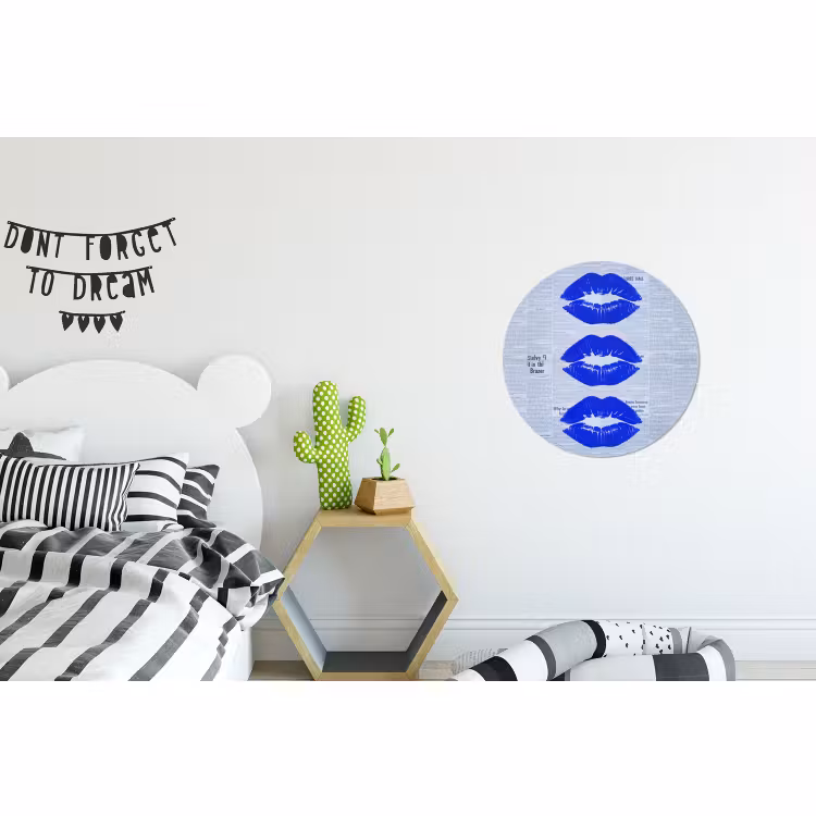 Wandcirkel - Aluminium - Blauwe lippen krant — 5