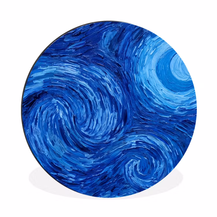 Wandcirkel - Aluminium - Wervelingen - Blauw - Modern — 1