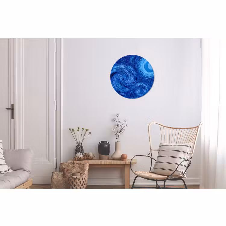 Wandcirkel - Aluminium - Wervelingen - Blauw - Modern — 2