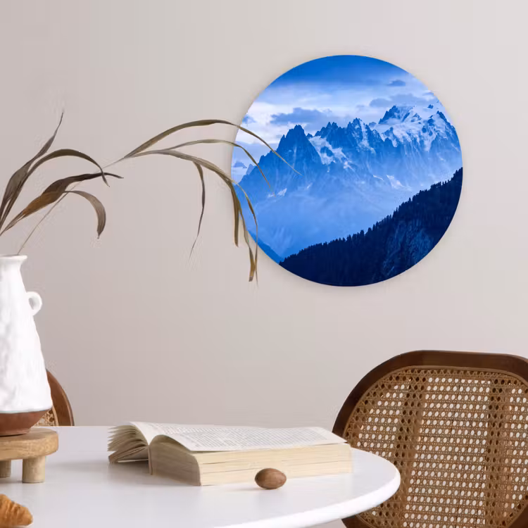 Wandcirkel - Glas - Bergen - Sneeuw - Blauw — 4