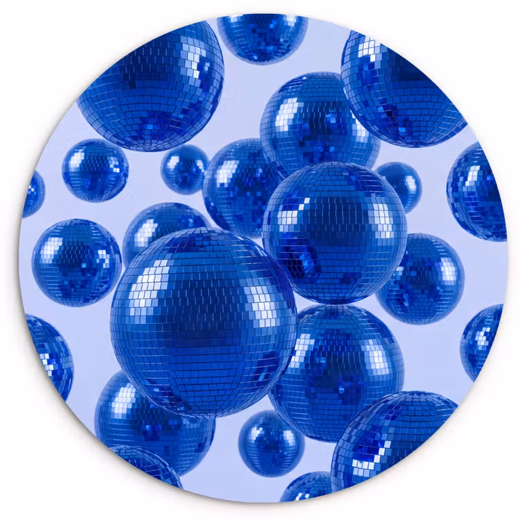 Wandcirkel - Glas - Blauwe disco bal — 1