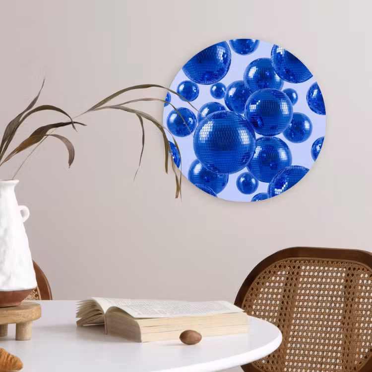 Wandcirkel - Glas - Blauwe disco bal — 4