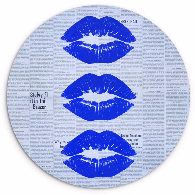 Wandcirkel - Glas - Blauwe lippen krant — 1