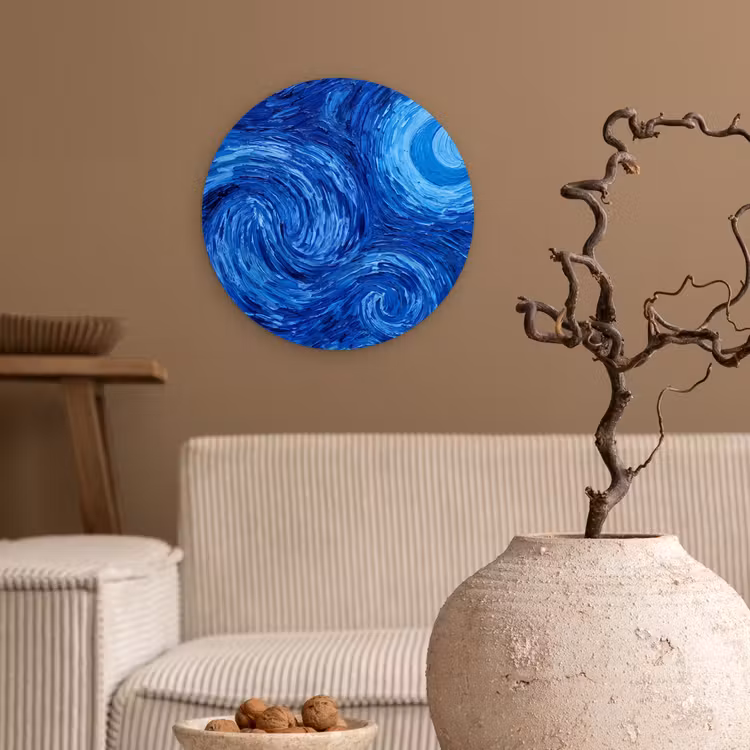 Wandcirkel - Glas - Wervelingen - Blauw - Modern — 2