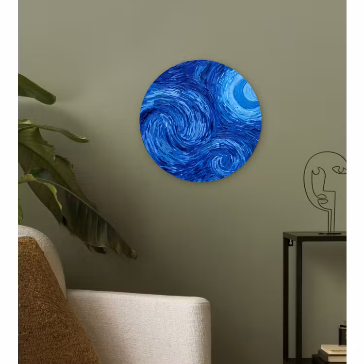 Wandcirkel - Glas - Wervelingen - Blauw - Modern — 3