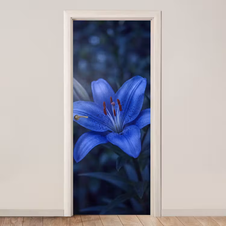 Deursticker - Blauwe bloem - Natuur — 1