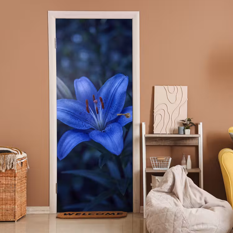 Deursticker - Blauwe bloem - Natuur — 2