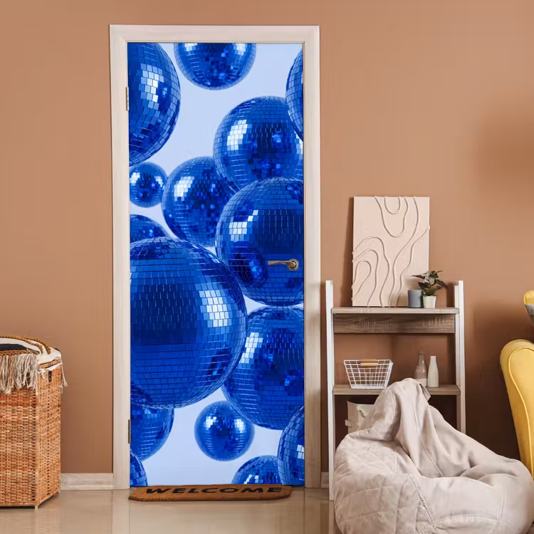 Deursticker - Blauwe disco bal — 2