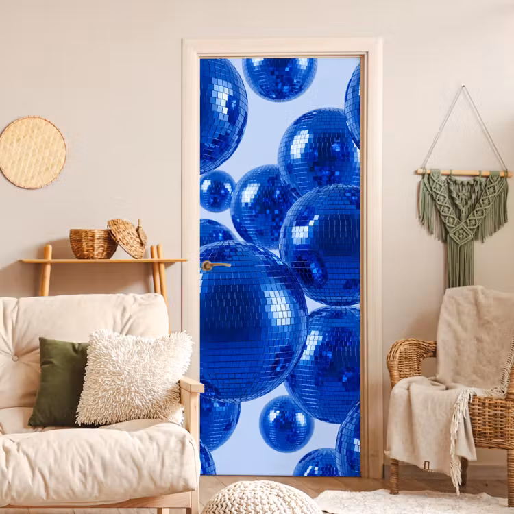 Deursticker - Blauwe disco bal — 4