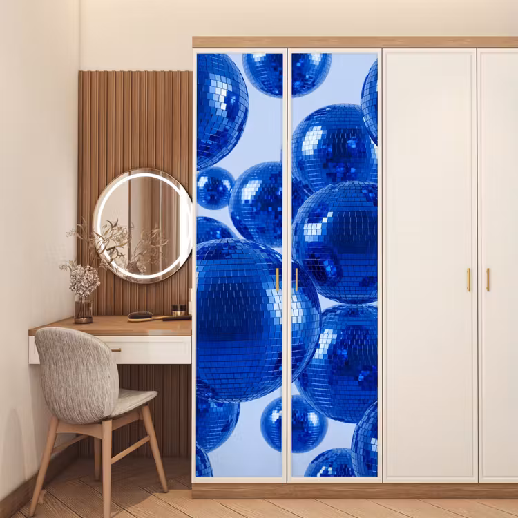 Deursticker - Blauwe disco bal — 5