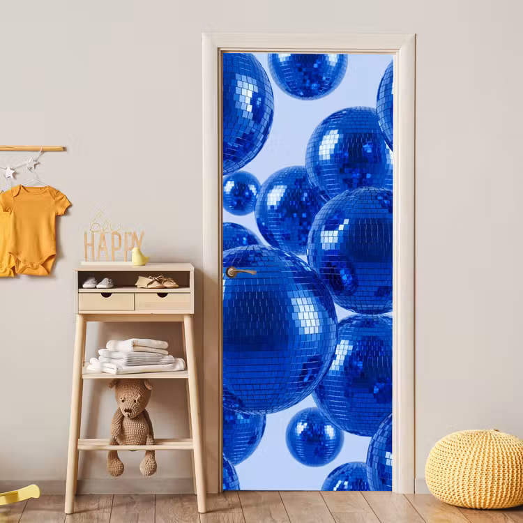 Deursticker - Blauwe disco bal — 6