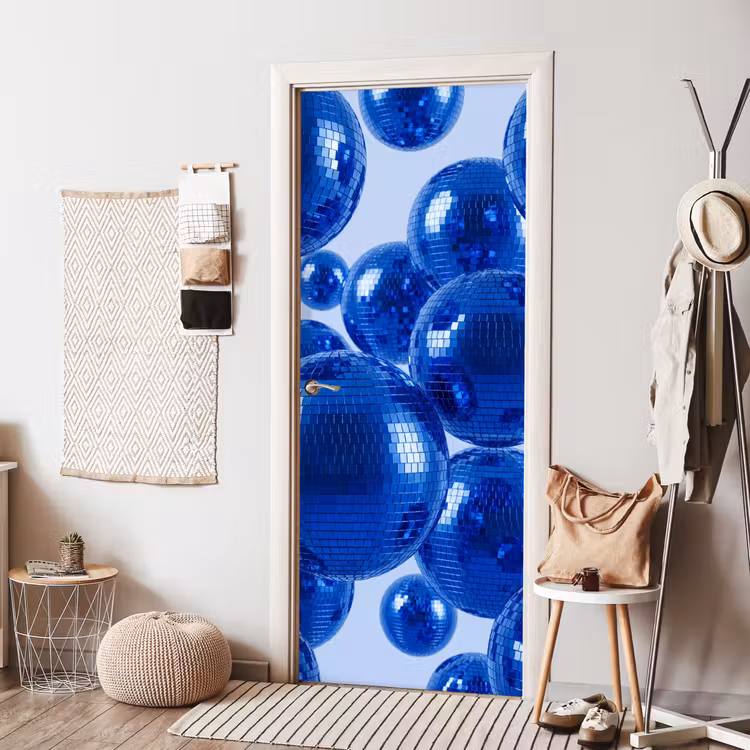 Deursticker - Blauwe disco bal — 8