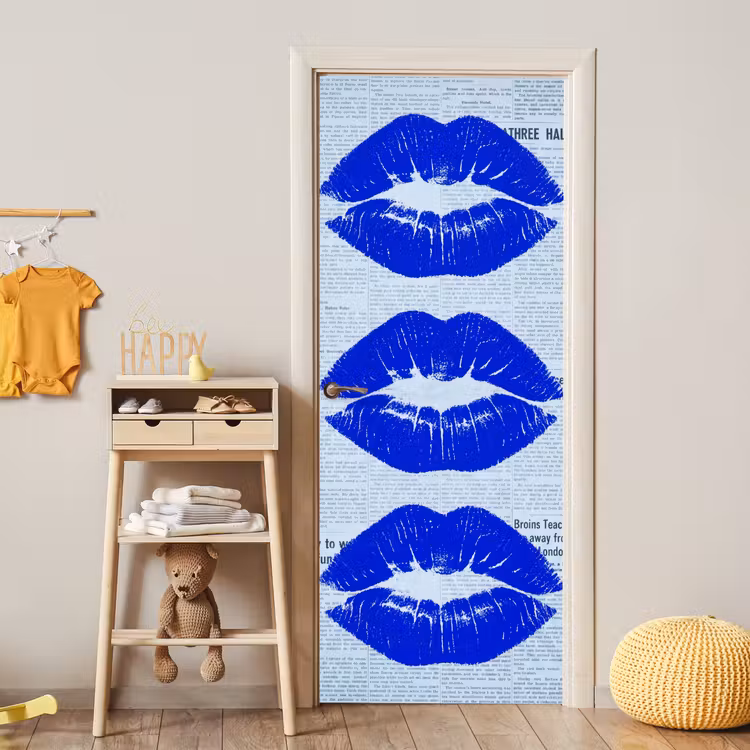 Deursticker - Blauwe lippen krant — 6