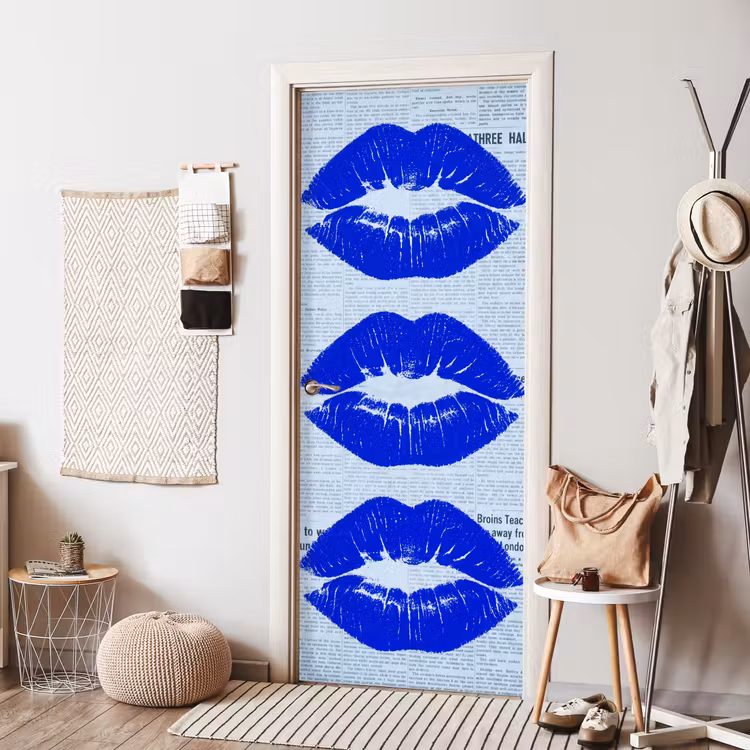 Deursticker - Blauwe lippen krant — 8