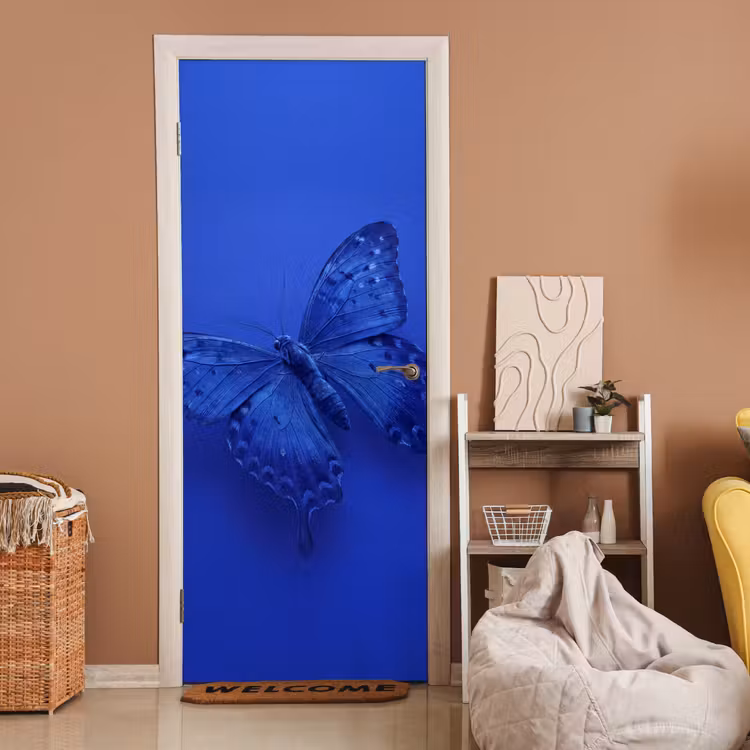 Deursticker - Blauwe vlinder - Insect — 2