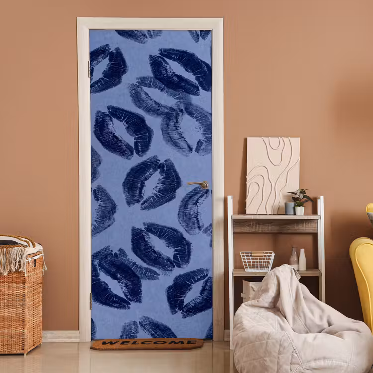 Deursticker - Lippen - Patroon - Blauw — 2