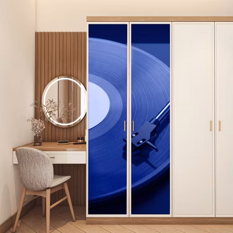 Deursticker - Platenspeler - Vinyl - Blauw — 5