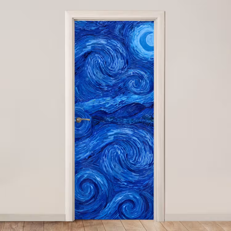 Deursticker - Wervelingen - Blauw - Modern — 1
