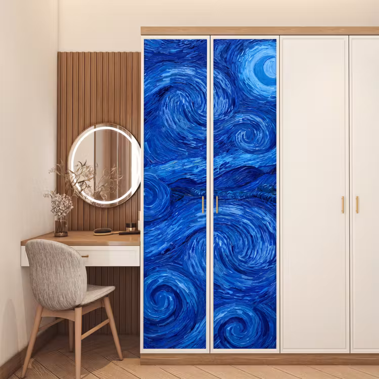 Deursticker - Wervelingen - Blauw - Modern — 5