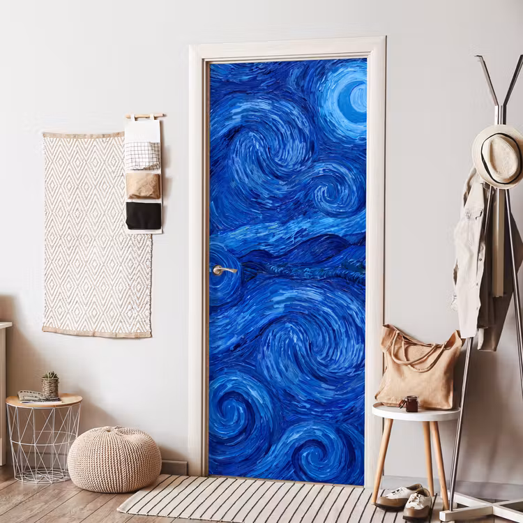 Deursticker - Wervelingen - Blauw - Modern — 8