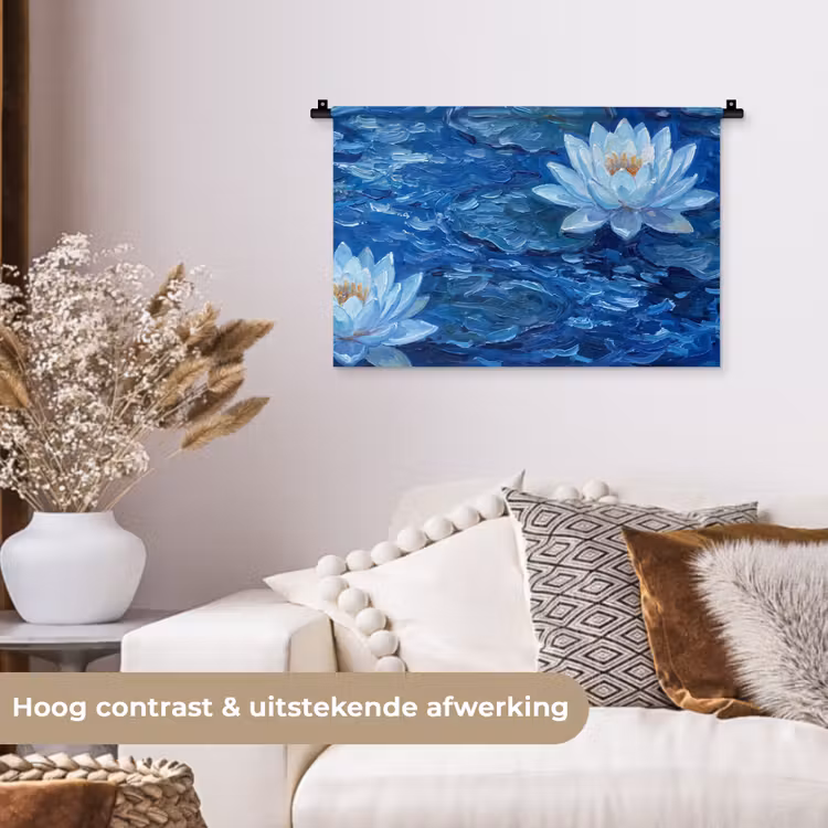 Wandkleed - Bloemen - Water - Blauw — 4