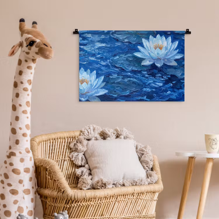 Wandkleed - Bloemen - Water - Blauw — 5