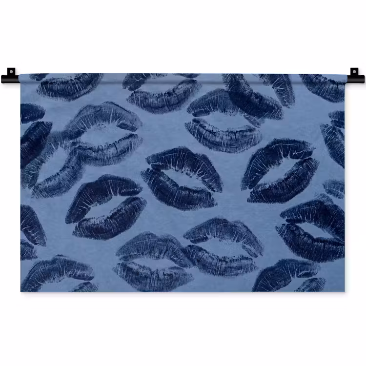 Wandkleed - Lippen - Patroon - Blauw — 1