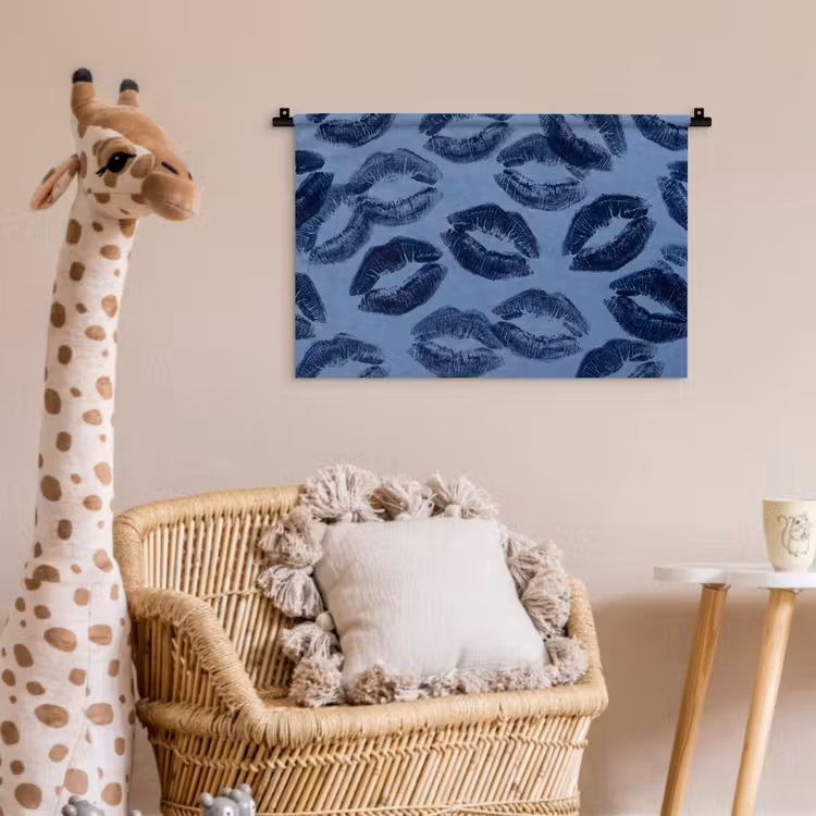Wandkleed - Lippen - Patroon - Blauw — 5
