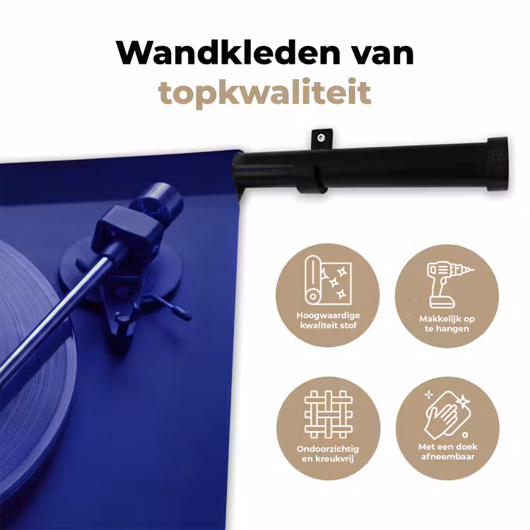 Wandkleed - Platenspeler - Vinyl - Blauw — 3
