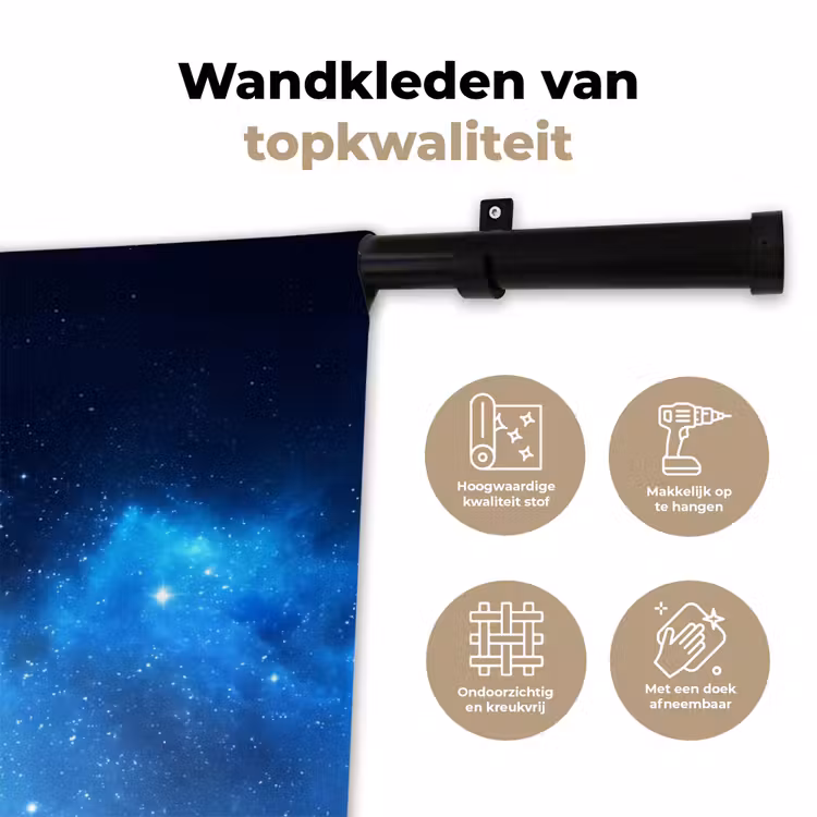 Wandkleed - Sterrenhemel - Nevels - Blauw — 3