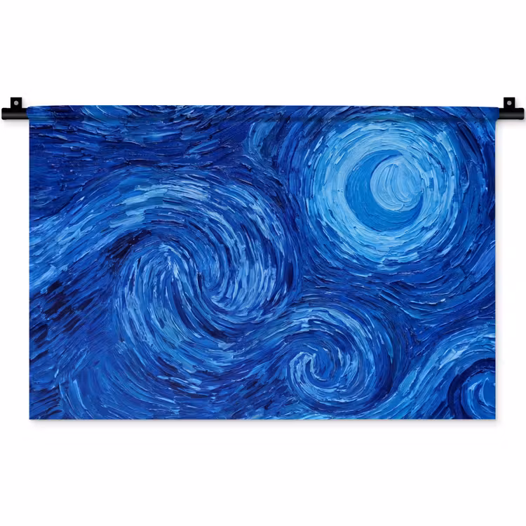 Wandkleed - Wervelingen - Blauw - Modern — 1