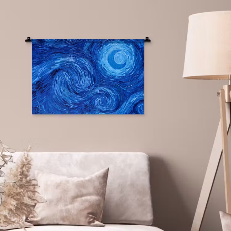 Wandkleed - Wervelingen - Blauw - Modern — 2