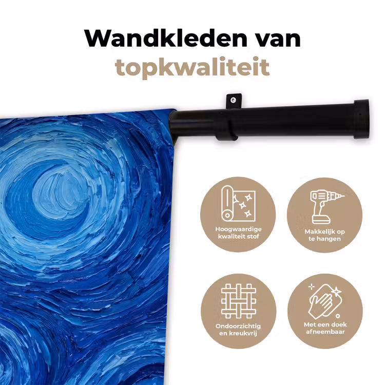 Wandkleed - Wervelingen - Blauw - Modern — 3