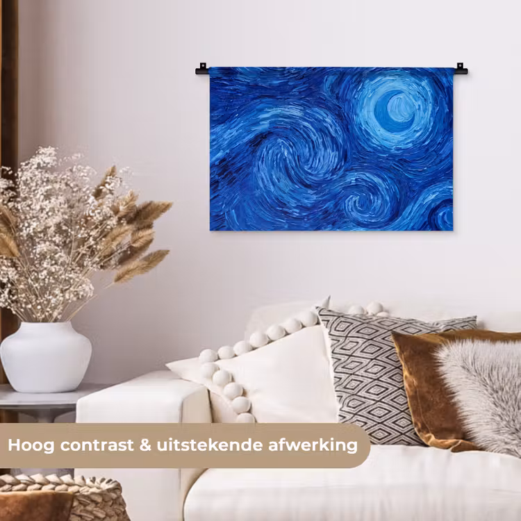 Wandkleed - Wervelingen - Blauw - Modern — 4