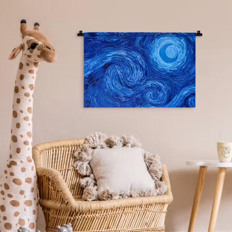 Wandkleed - Wervelingen - Blauw - Modern — 5
